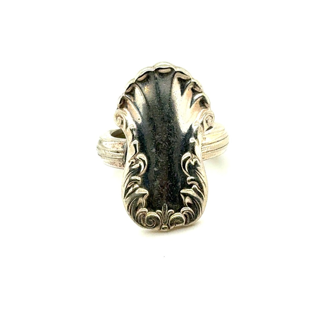 National Silver Co Guildcraft Spoon Ring Vintage Silverplate Ornate Size 6.5